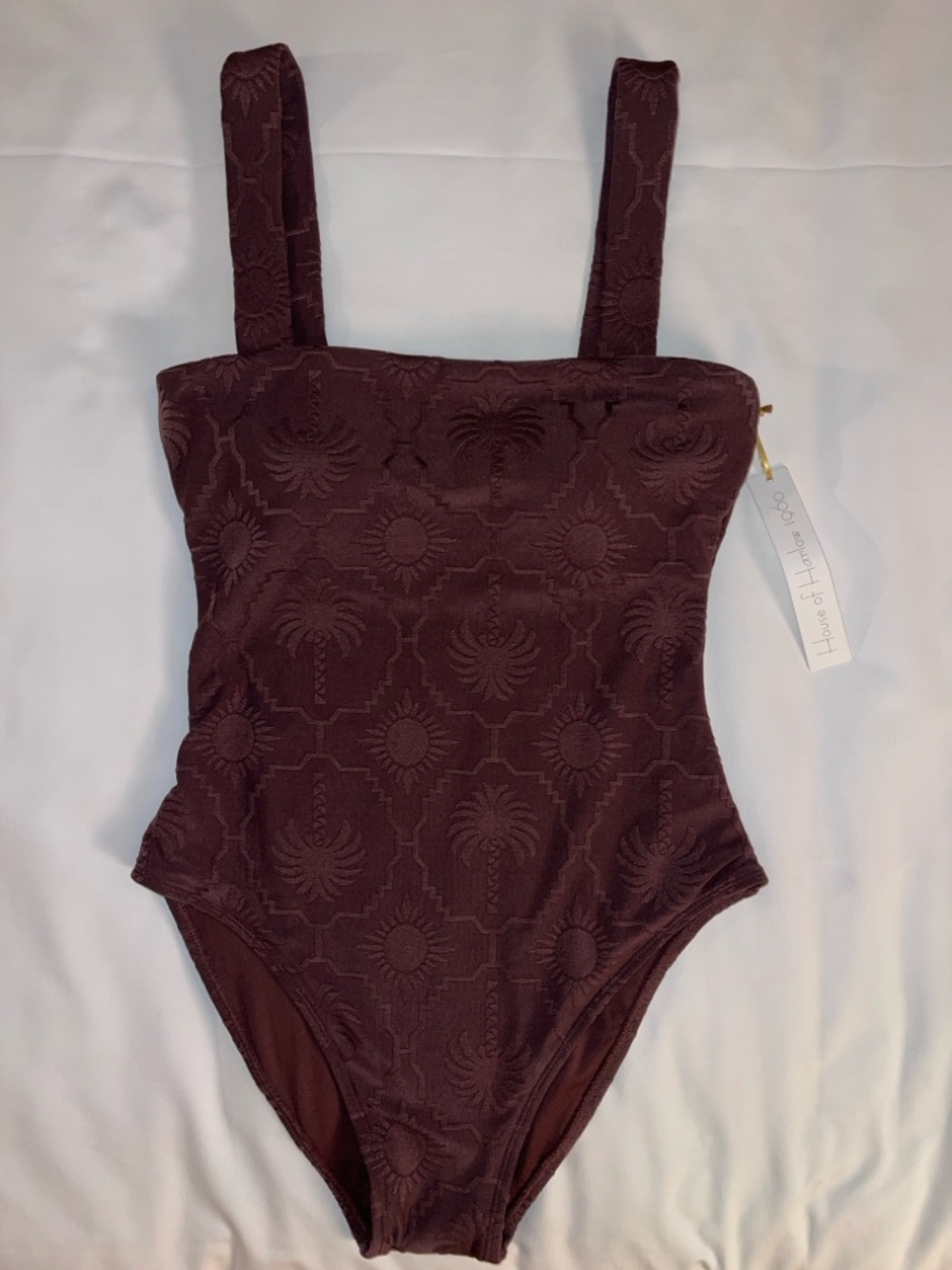 House of Harlow 1960 Deep Chocolate Textured One-Piece Swimsuit